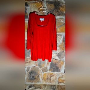 Needlework red long sleeve top